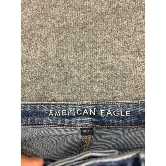 376 American Eagle Tomgirl Jeans Women's 4 Destroyed Blue Denim Button Fly Mid - Picture 2 of 10